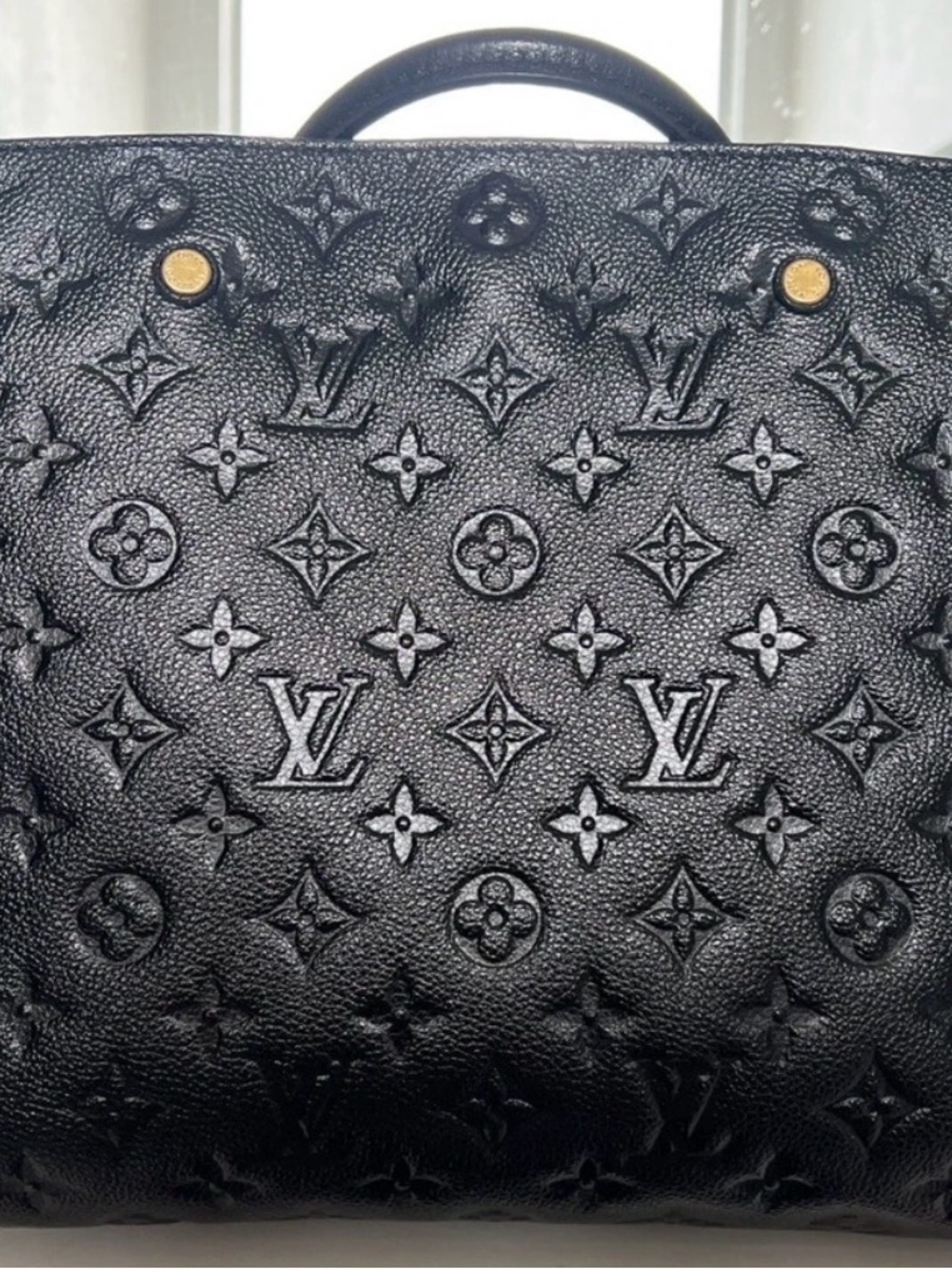 Louis Vuitton Black Embossed Monogram Satchel